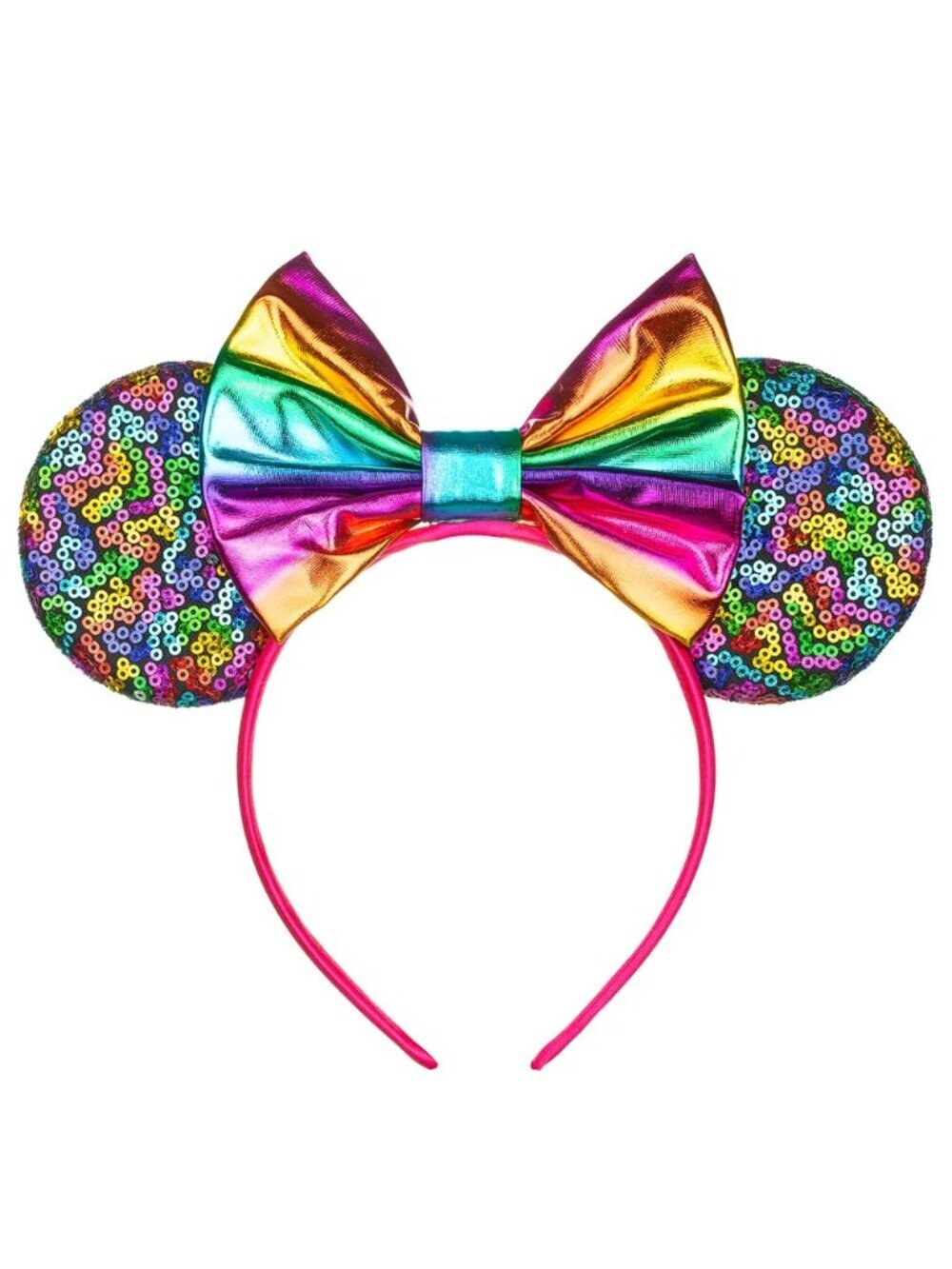 Women Rainbow-1 Shiny Bow Mickey Mouse Hair Headband For Cosplay
